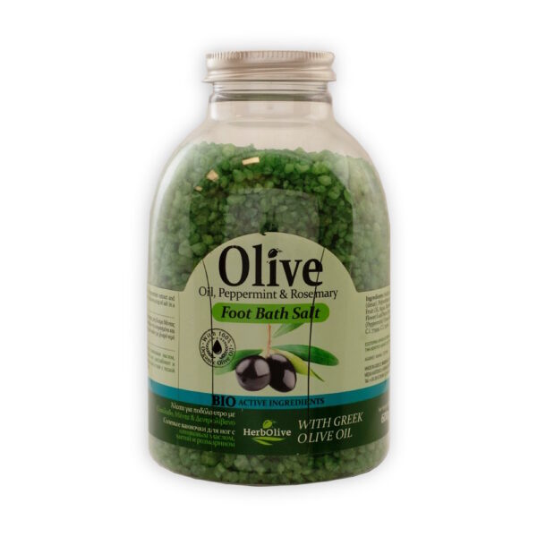 Herbolive Soľný kúpeľ na nohy  Herbolive Foot bath salt with olive oil, mint & rosemary