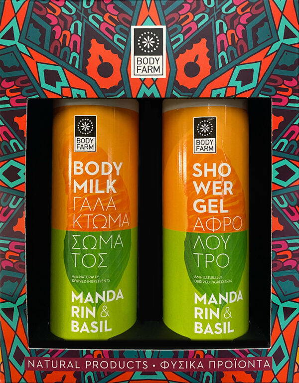 BodyFarm Darčekový set s mandarínkou a bazalkou  BodyFarm Gift pack Mandarine - basil (SG + BM)