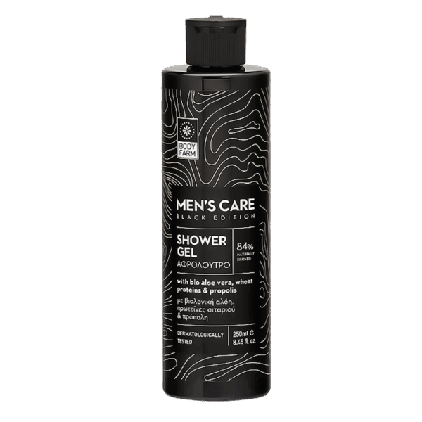 BodyFarm Sprchovací gél s bio aloe vera, ovsenými proteínmi a propolisom  BE  BodyFarm Shower Gel for men Black Edition