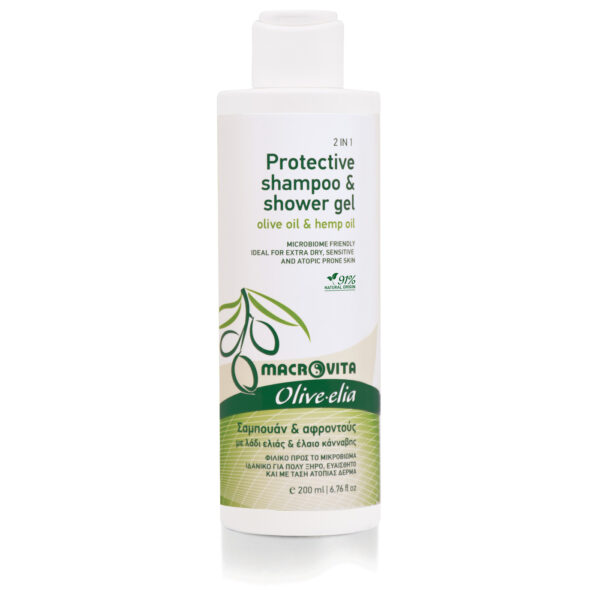Olive-Elia Ochranný šampón a sprchový gél 2v1 šetrný k mikrobiómu pokožky  Olive-Elia Protective shampoo & shower gel 2 in 1 microbiome friendly