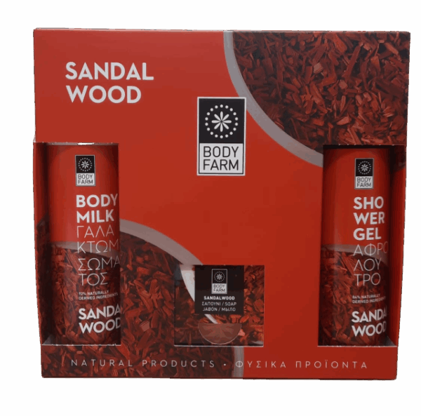 BodyFarm Veľký darčekový set so santalovým drevom I  BodyFarm Gift set sandalwood (SG + BM + Soap)