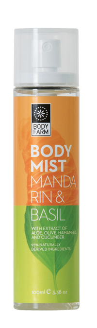 Bodyfarm Telový sprej s bazalkou a mandarínkou  Bodyfarm Body mist basil- mandarinen