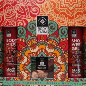 BodyFarm Veľký darčekový set s cédrovým drevom  Bodyfarm Gift set Cedarwood (SG+BM+Soap)