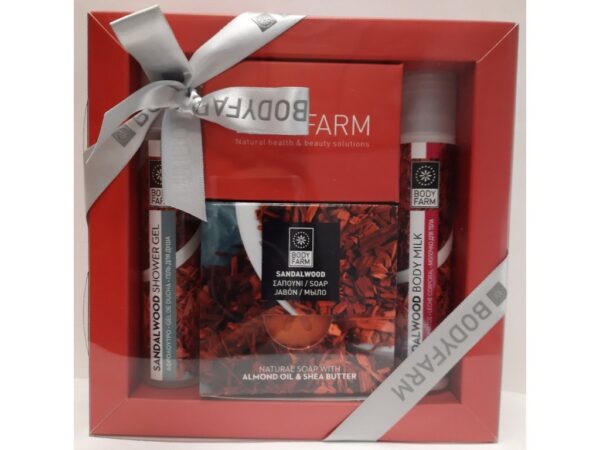BodyFarm Mini darčekový set so santalovým drevom  BodyFarm Mini gift set Sandalwood (SG + BM +Soap)