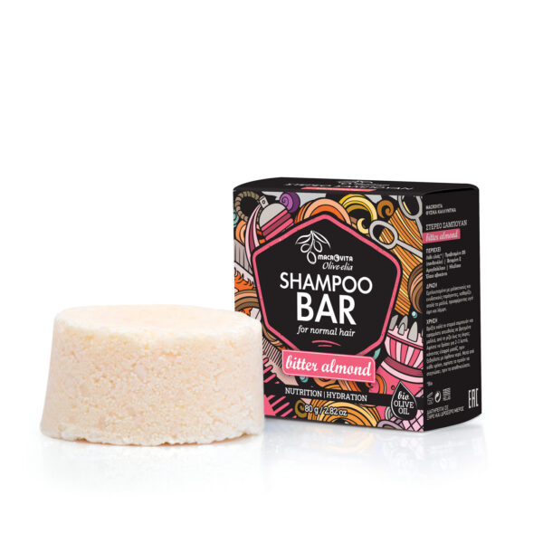 Olive-Elia Tuhý šampón pre normálne vlasy s mandľami  Olive-Elia Shampoo Bar for Normal Hair Bitter Almond