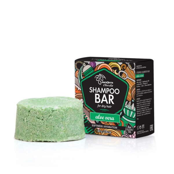 Olive-Elia Tuhý šampón pre suché vlasy s aloe vera  Olive-Elia Shampoo Bar for Dry Hair Aloe Vera