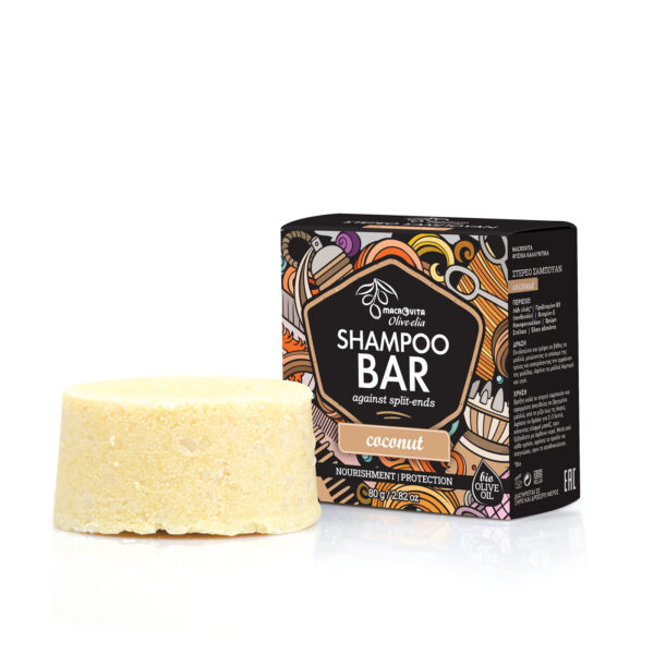Olive-Elia Tuhý šampón proti rozštiepeným končekom s kokosom  Olive-Elia Shampoo Bar Against Split-ends Coconut